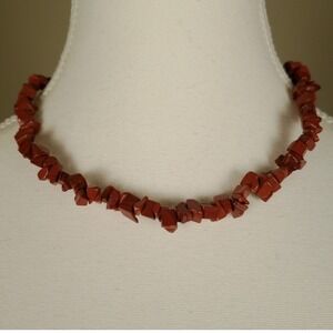 Red Jasper Chip Bead Necklace Gemstone Jewelry